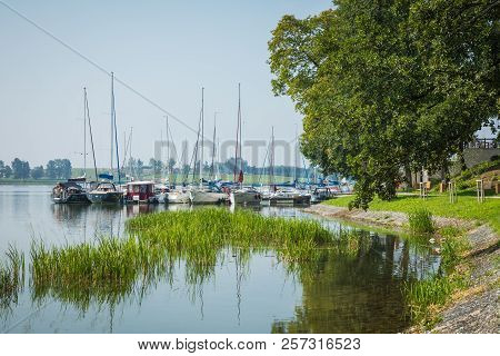 Ryn, Warmia-masuria Province / Poland - July 31, 2018: Marina And Pier On Rynskie Lake, Town Of Ryn.