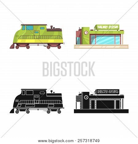 Isolated Object Of Train And Station Symbol. Set Of Train And Ticket Stock Vector Illustration.