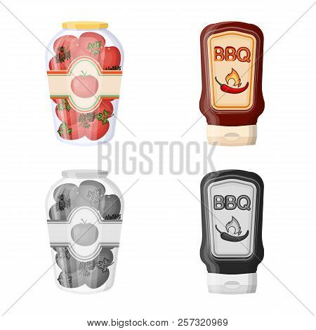 Vector Design Of Can And Food Sign. Set Of Can And Package Stock Vector Illustration.
