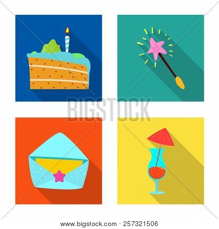 Vector Illustration Of Party And Birthday Symbol. Set Of Party And Celebration Vector Icon For Stock