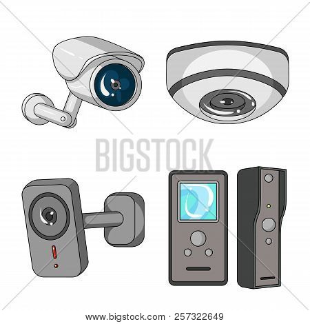 Isolated Object Of Cctv And Camera Sign. Collection Of Cctv And System Stock Vector Illustration.
