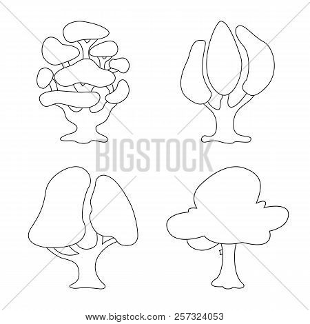 Vector Illustration Of Tree And Nature Icon. Set Of Tree And Crown Vector Icon For Stock.