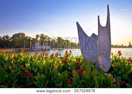 Palic Lake Coast At Dawn Near Town Of Subotica View, Vojvodina Region Of Serbia