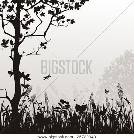 Fondo de vector decorativo con dibujo de la naturaleza