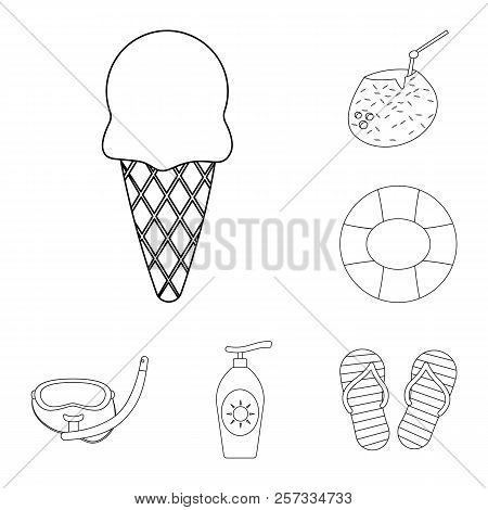 Isolated Object Of Pool And Swimming Logo. Collection Of Pool And Activity Stock Symbol For Web.