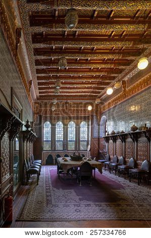 Cairo, Egypt - December 2 2017: Manial Palace Of Prince Mohammed Ali. Dining Room At The Residence B