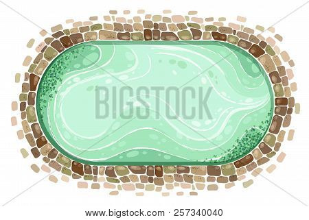 Nature Stone Pond Top View Design Vector Illustration