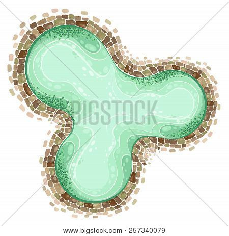 Nature Stone Pond Top View Design Vector Illustration