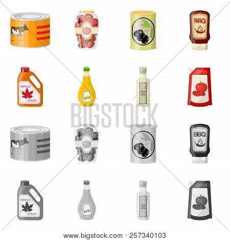 Vector Design Of Can And Food Logo. Collection Of Can And Package Vector Icon For Stock.