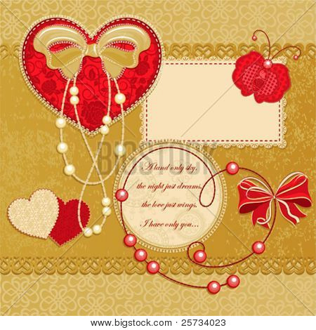 Odpad karta, vintage love design s volným místem pro váš text.