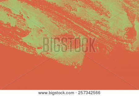 Orange And Green Summer Paint Background Texture With Grunge Brush Strokes