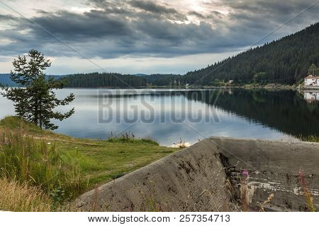 Amazing Sunset Landscape Of Golyam Beglik Reservoir, Pazardzhik Region, Bulgaria