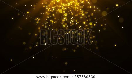 Abstract Magic Light Background. Gold Bokeh Confetti Background. 3D Rendering.