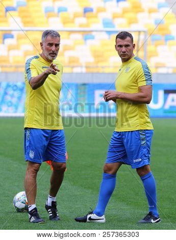 Kyiv, Ukraine - September 4, 2018: Coach Assistant Mauro Tassotti And Head Coach Andriy Shevchenko I