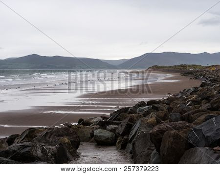 Rossbeigh Beach In Ireland On A Rainy Day