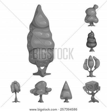 Vector Design Of Tree And Nature Sign. Collection Of Tree And Crown Stock Vector Illustration.