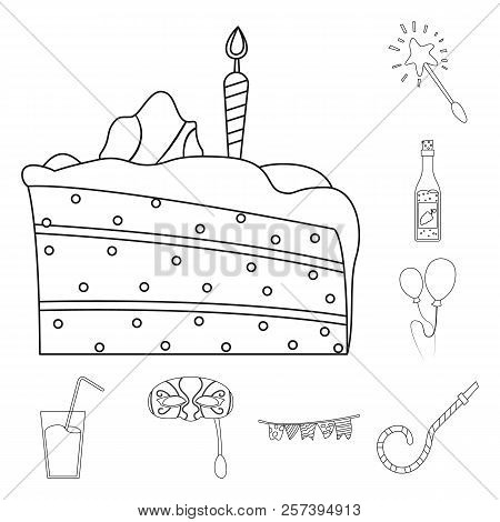 Vector Illustration Of Party And Birthday Sign. Collection Of Party And Celebration Stock Vector Ill