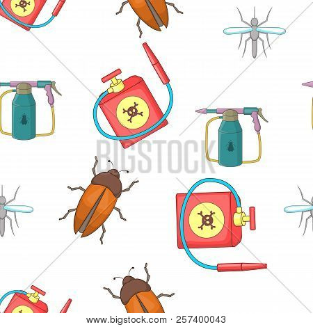 Harmful Insects Pattern. Cartoon Illustration Of Harmful Insects Pattern For Web