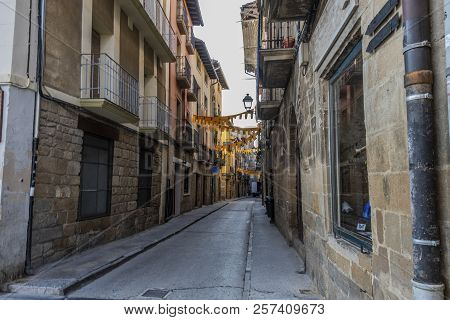 Typical Street In The Medieval City Of Olite. Navarre Spain.