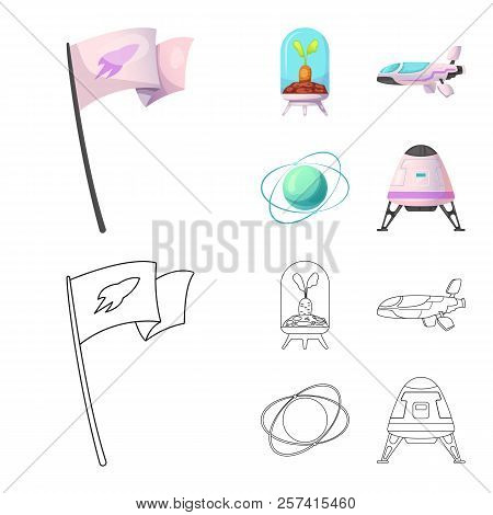 Vector Design Of Mars And Space Sign. Collection Of Mars And Planet Vector Icon For Stock.