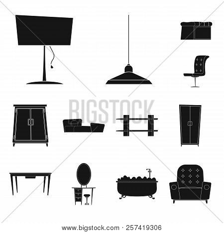 Vector Design Of Furniture And Apartment Logo. Set Of Furniture And Home Vector Icon For Stock.