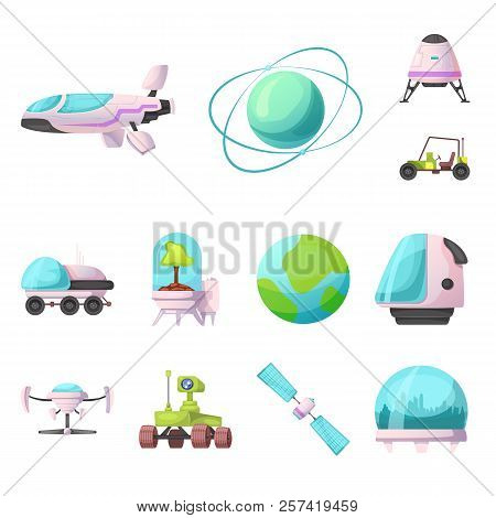 Vector Design Of Mars And Space Symbol. Set Of Mars And Planet Vector Icon For Stock.