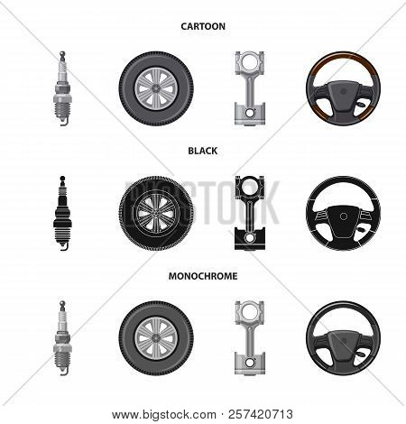 Vector Design Of Auto And Part Sign. Set Of Auto And Car Stock Vector Illustration.