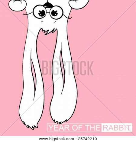 New Year's kortin valkoinen kani