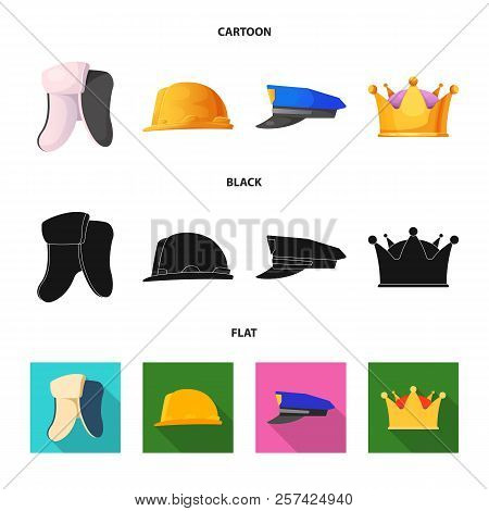 Vector Illustration Of Headwear And Cap Icon. Collection Of Headwear And Accessory Vector Icon For S