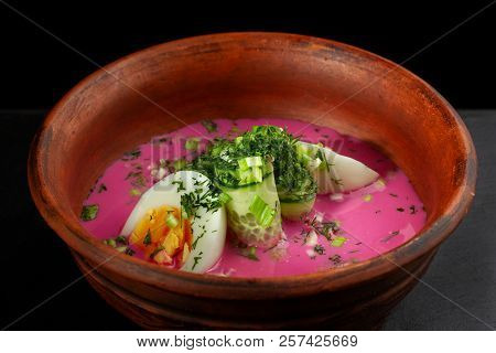 Russian Cabbage Soup - Borsht With Egg And Onion.