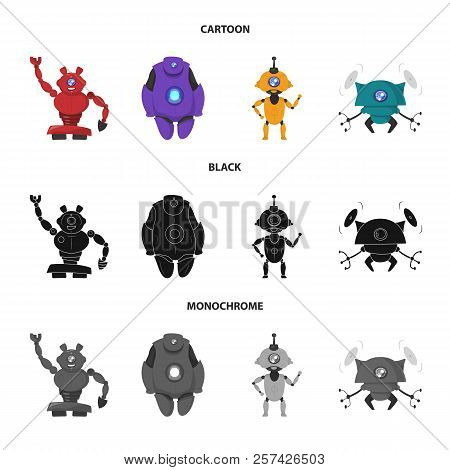 Vector Illustration Of Robot And Factory Symbol. Set Of Robot And Space Stock Vector Illustration.