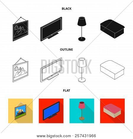 Isolated Object Of Bedroom And Room Sign. Set Of Bedroom And Furniture Vector Icon For Stock.