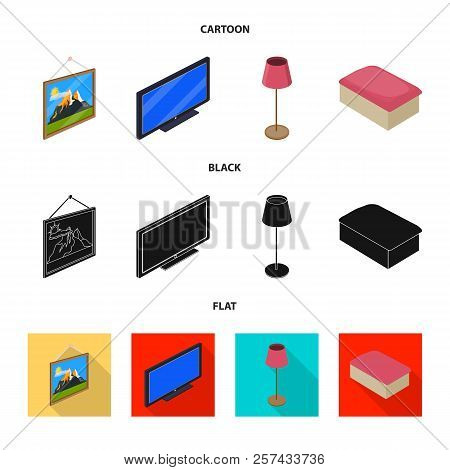Vector Illustration Of Bedroom And Room Symbol. Collection Of Bedroom And Furniture Stock Vector Ill