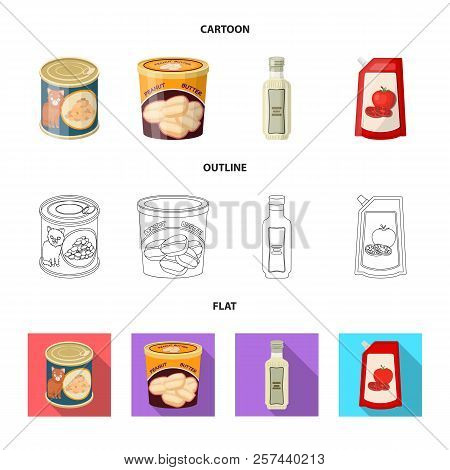 Vector Design Of Can And Food Symbol. Set Of Can And Package Stock Vector Illustration.