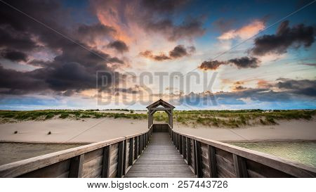 Viewpoint On Artificial Dunes Along The Dutch Coast Near The Coastal Town Of Petten