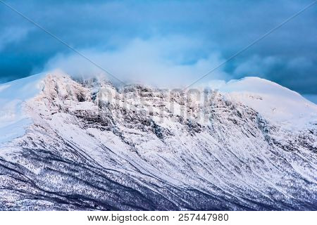 Beautiful View Of Mountain In Winter Time - North Norway - Kvaloya Near Tromso