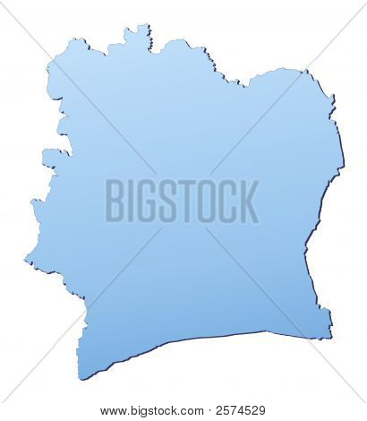 Cote D'Ivoire kaart is gevuld met licht blauwe kleurverloop