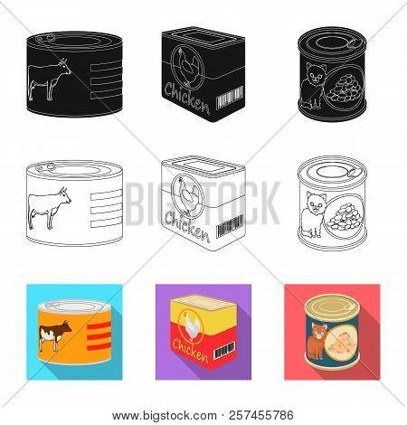 Vector Design Of Can And Food Logo. Set Of Can And Package Vector Icon For Stock.
