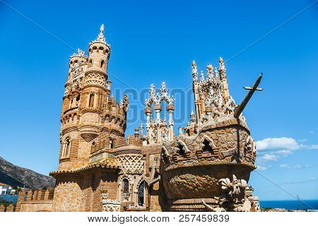 Benalmadena, Spain, April 08, 2018: Colomares Castle In Benalmadena, Dedicated Of Christopher Columb