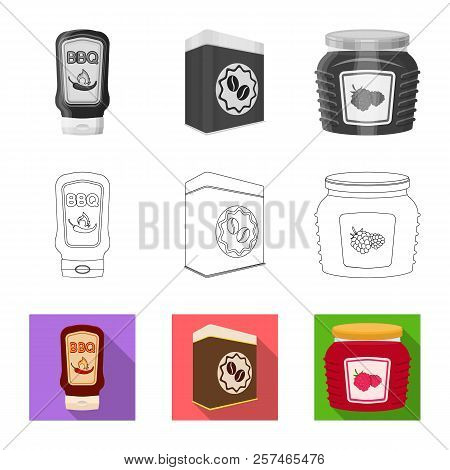 Vector Illustration Of Can And Food Sign. Collection Of Can And Package Stock Vector Illustration.