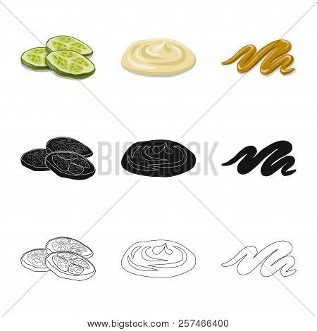 Vector Illustration Of Burger And Sandwich Symbol. Collection Of Burger And Slice Stock Vector Illus