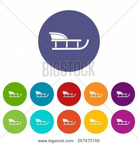 Sled Set Icons In Different Colors Isolated On White Background