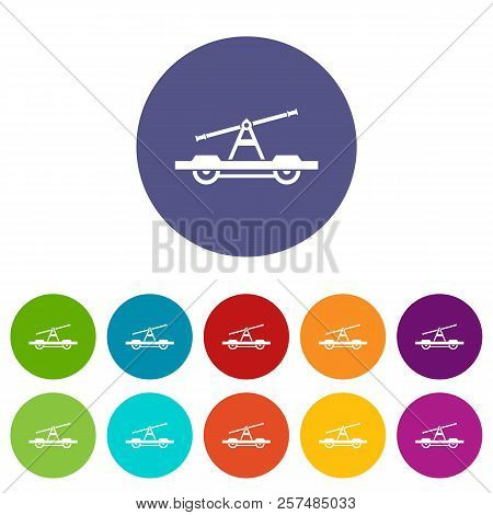 Draisine Or Handcar Set Icons In Different Colors Isolated On White Background