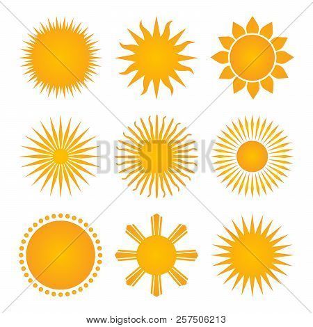 Suns Icon Set Collection, Vector Illustration Isolated On White Background