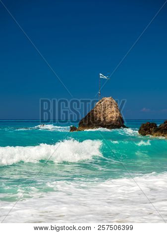 Avali beach, Lefkada island, Greece. Beautiful turquoise sea on the island of Lefkada in Greece