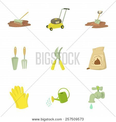 Tending Garden Icons Set. Cartoon Illustration Of 9 Tending Garden Icons For Web