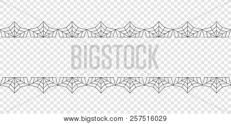 Vector Elegant Double Black Spiderweb Lace Border With Copy Space For Text Isolated On Transparent B