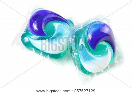 Washing Detergent Capsule Pod Isolated On White Background