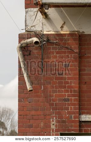 A Close Up View Of Water Spraying Out A Burst Pipe Under The Ground In An Outside Garden