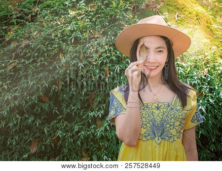 Women are in the rainforest, environment and travel. Military Politics School Phu Hin Rongkla Phetch